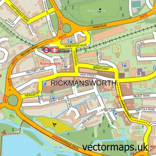 Street map sample of Rickmansworth, Hertfordshire
