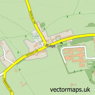 Street map sample of Ridge, Hertfordshire