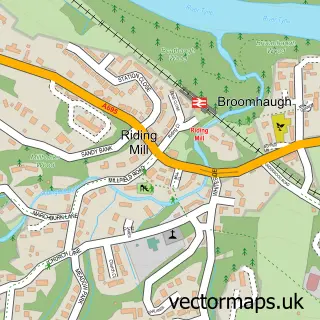Street map sample of Riding Mill, Northumberland