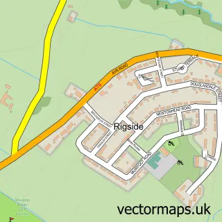Street map sample of Rigside, Lanarkshire