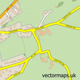 Street map sample of Rigton, West Yorkshire
