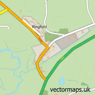 Street map sample of Ringford, The Stewartry of Kirkcudbright