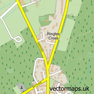 Street map sample of Ringles Cross, East Sussex