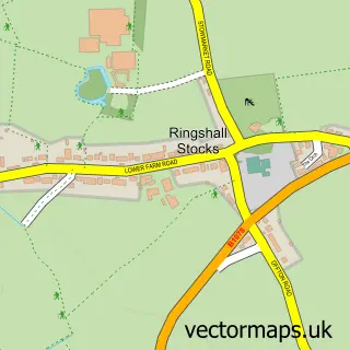 Street map sample of Ringshall, Suffolk