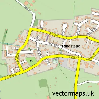 Street map sample of Ringstead, Northamptonshire