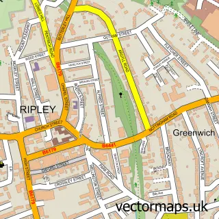 Street map sample of Ripley, Derbyshire