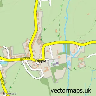 Street map sample of Ripple, Worcestershire