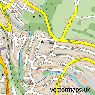 Street map sample of Risca, Gwent