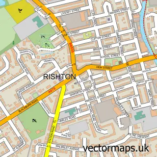 Street map sample of Rishton, Lancashire