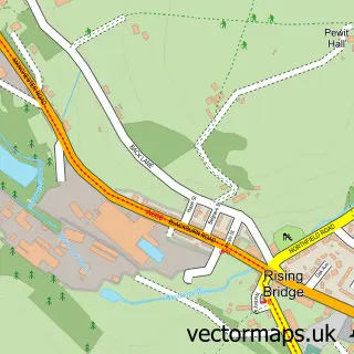 Street map sample of Rising Bridge, Lancashire
