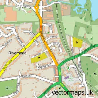 Street map sample of Riverhead, Kent