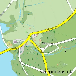 Street map sample of Rivington, Lancashire