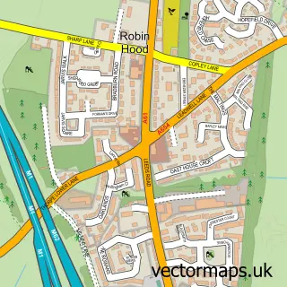 Street map sample of Robin Hood, West Yorkshire