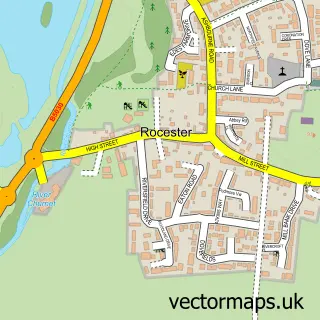 Street map sample of Rocester, Staffordshire