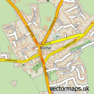 Street map sample of Roche, Cornwall