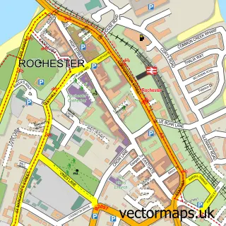 Street map sample of Rochester, Kent