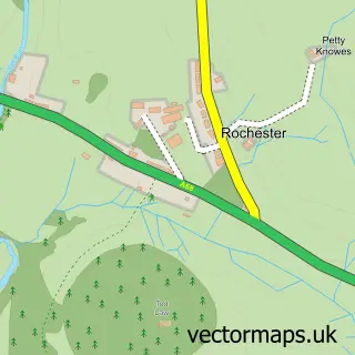 Street map sample of Rochester, Northumberland