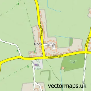 Street map sample of Rock, Worcestershire
