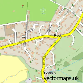 Street map sample of Rock, Cornwall