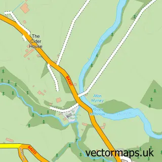 Street map sample of Rockfield, Gwent