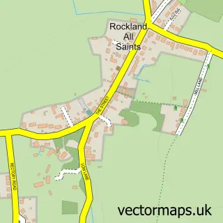 Street map sample of Rockland All Saints, Norfolk