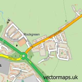 Street map sample of Rocks Green, Shropshire