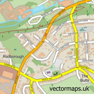Street map sample of Rodborough, Gloucestershire