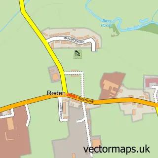 Street map sample of Roden, Shropshire