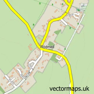 Street map sample of Rodmell, East Sussex