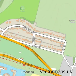 Street map sample of Roedean, East Sussex