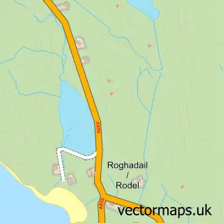 Street map sample of Roghadal, Western Isles