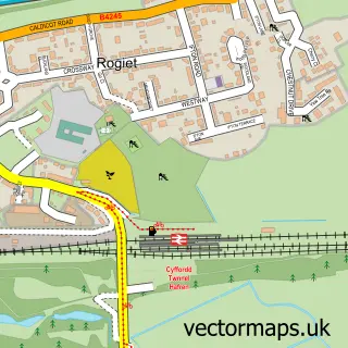 Street map sample of Rogiet, Gwent