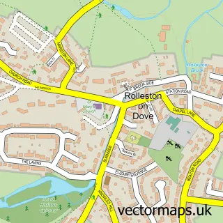 Street map sample of Rolleston on Dove, Staffordshire