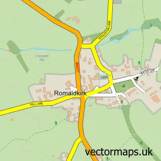 Street map sample of Romaldkirk, Durham