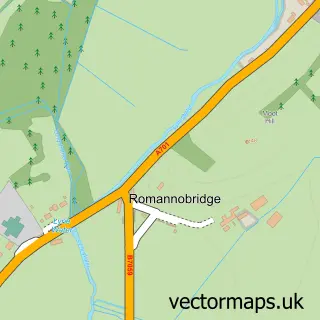 Street map sample of Romanno Bridge, Tweeddale