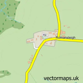 Street map sample of Romansleigh, Devon