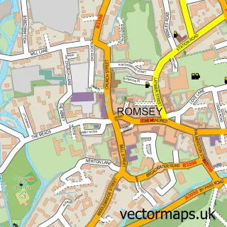 Street map sample of Romsey, Hampshire