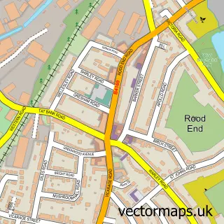 Street map sample of Rood End, West Midlands