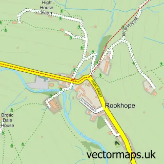 Street map sample of Rookhope, Durham