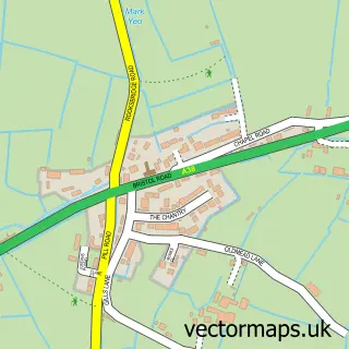 Street map sample of Rooksbridge, Somerset