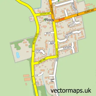 Street map sample of Roos, East Riding of Yorkshire