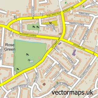 Street map sample of Rose Green, West Sussex