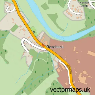 Street map sample of Rosebank, Lanarkshire
