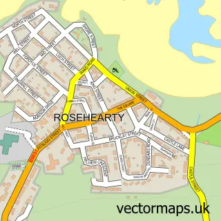 Street map sample of Rosehearty, Aberdeenshire
