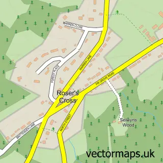 Street map sample of Roser's Cross, East Sussex