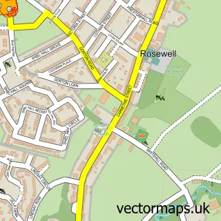 Street map sample of Rosewell, Midlothian