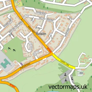 Street map sample of Roslin, Midlothian