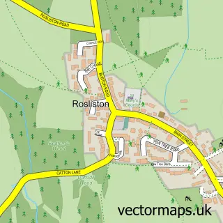 Street map sample of Rosliston, Derbyshire