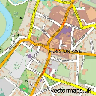 Street map sample of Ross-on-Wye, Herefordshire