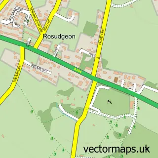 Street map sample of Rosudgeon, Cornwall